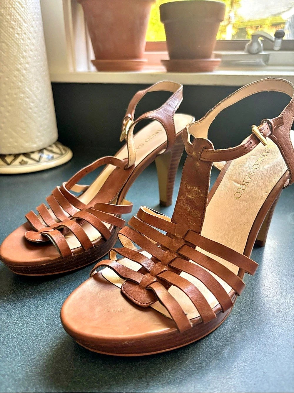 Franco Sarto Martin Strappy Heels Brown US 8.5